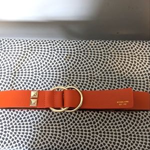 Michael Kors Orange leather double loop belt size med